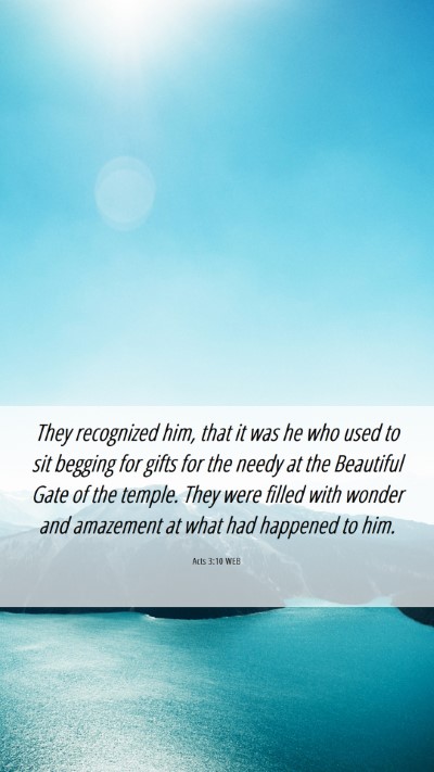Picture 06 - Acts 3:10 WEB Mobile Phone Wallpaper - They recognized him, that it was he who used to - Mobile Bible Verse Wallpaper
