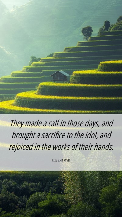 Picture 06 - Acts 7:41 WEB Mobile Phone Wallpaper - They made a calf in those days, and brought a - Mobile Bible Verse Wallpaper