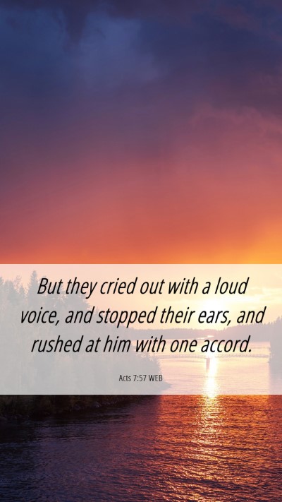 Picture 06 - Acts 7:57 WEB Mobile Phone Wallpaper - But they cried out with a loud voice, and stopped - Mobile Bible Verse Wallpaper