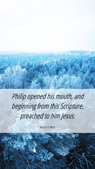 Picture 06 - Acts 8:35 WEB Mobile Phone Wallpaper - Philip opened his mouth, and beginning from this - Mobile Bible Verse Wallpaper