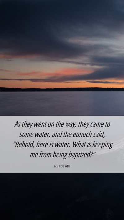 Picture 06 - Acts 8:36 WEB Mobile Phone Wallpaper - As they went on the way, they came to some water, - Mobile Bible Verse Wallpaper