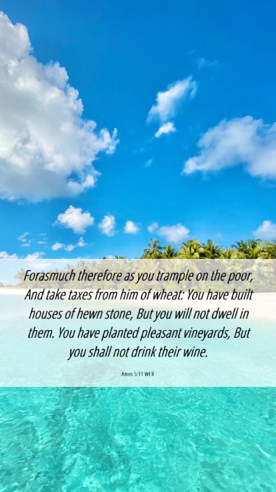 Picture 06 - Amos 5:11 WEB Mobile Phone Wallpaper - Forasmuch therefore as you trample on the poor, - Mobile Bible Verse Wallpaper