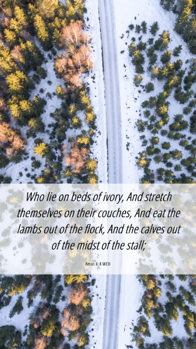 Picture 06 - Amos 6:4 WEB Mobile Phone Wallpaper - Who lie on beds of ivory, And stretch themselves - Mobile Bible Verse Wallpaper