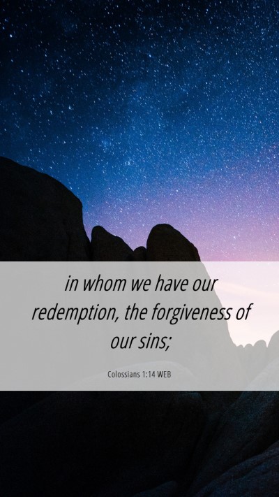 Picture 06 - Colossians 1:14 WEB Mobile Phone Wallpaper - in whom we have our redemption, the forgiveness - Mobile Bible Verse Wallpaper