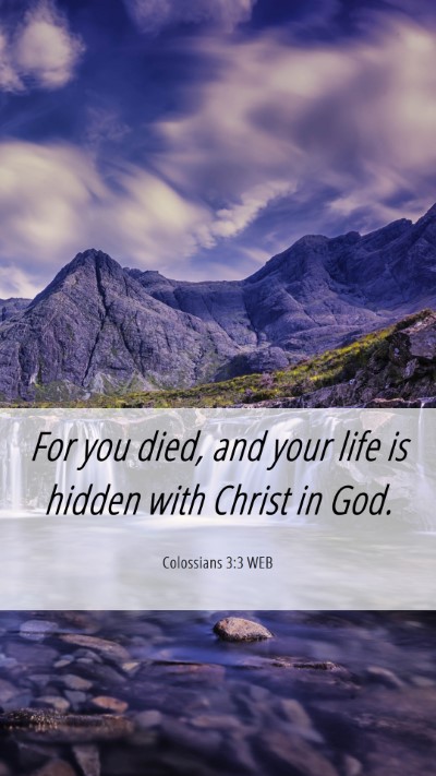 Picture 06 - Colossians 3:3 WEB Mobile Phone Wallpaper - For you died, and your life is hidden with Christ - Mobile Bible Verse Wallpaper