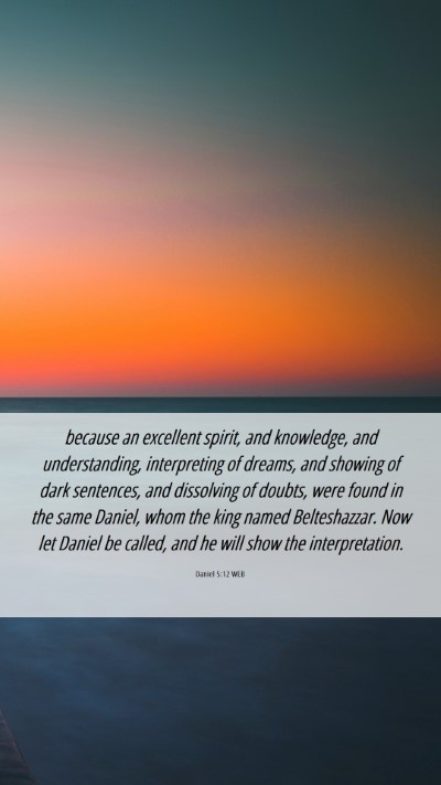 Picture 06 - Daniel 5:12 WEB Mobile Phone Wallpaper - because an excellent spirit, and knowledge, and - Mobile Bible Verse Wallpaper