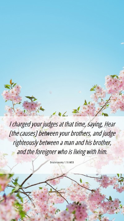 Picture 06 - Deuteronomy 1:16 WEB Mobile Phone Wallpaper - I charged your judges at that time, saying, Hear - Mobile Bible Verse Wallpaper