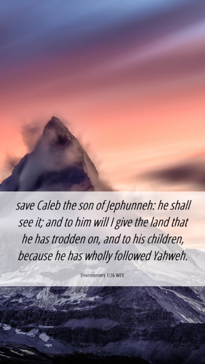 Picture 06 - Deuteronomy 1:36 WEB Mobile Phone Wallpaper - save Caleb the son of Jephunneh: he shall see it; - Mobile Bible Verse Wallpaper