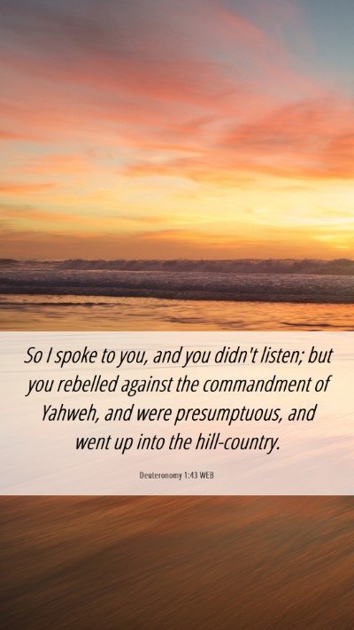 Picture 06 - Deuteronomy 1:43 WEB Mobile Phone Wallpaper - So I spoke to you, and you didn't listen; but you - Mobile Bible Verse Wallpaper