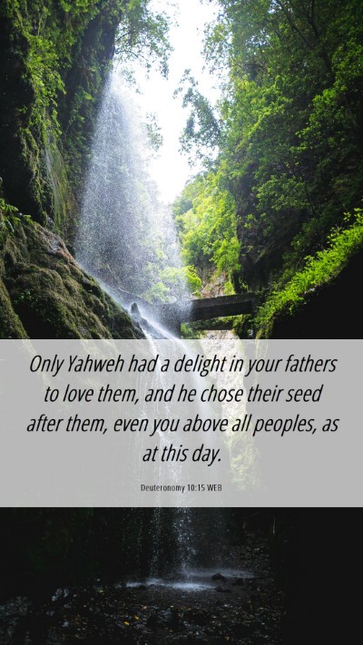 Picture 06 - Deuteronomy 10:15 WEB Mobile Phone Wallpaper - Only Yahweh had a delight in your fathers to love - Mobile Bible Verse Wallpaper