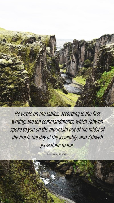 Picture 06 - Deuteronomy 10:4 WEB Mobile Phone Wallpaper - He wrote on the tables, according to the first - Mobile Bible Verse Wallpaper