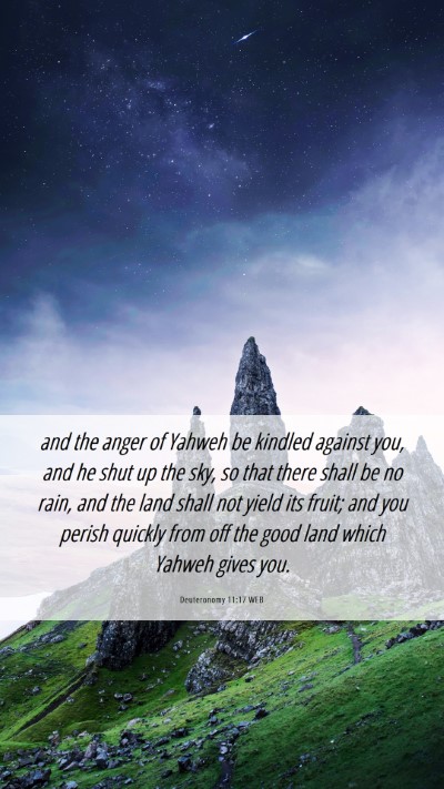 Picture 06 - Deuteronomy 11:17 WEB Mobile Phone Wallpaper - and the anger of Yahweh be kindled against you, - Mobile Bible Verse Wallpaper