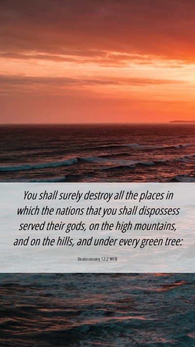 Picture 06 - Deuteronomy 12:2 WEB Mobile Phone Wallpaper - You shall surely destroy all the places in which - Mobile Bible Verse Wallpaper