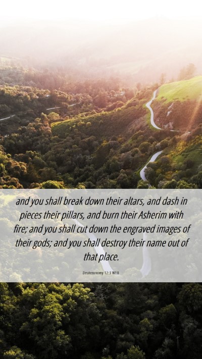 Picture 06 - Deuteronomy 12:3 WEB Mobile Phone Wallpaper - and you shall break down their altars, and dash - Mobile Bible Verse Wallpaper