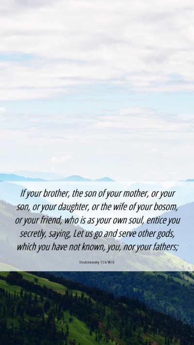 Picture 06 - Deuteronomy 13:6 WEB Mobile Phone Wallpaper - If your brother, the son of your mother, or your - Mobile Bible Verse Wallpaper
