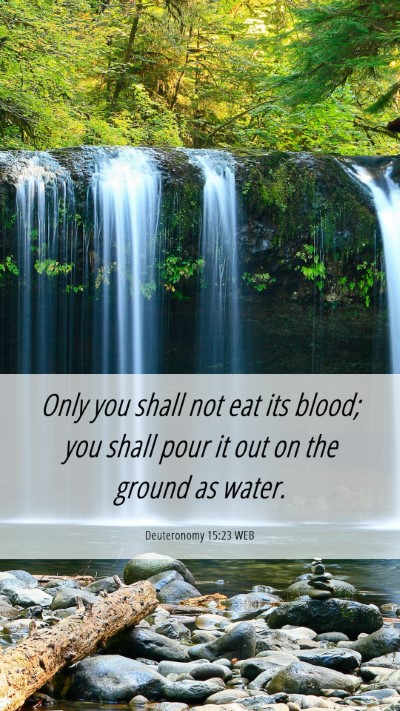 Picture 06 - Deuteronomy 15:23 WEB Mobile Phone Wallpaper - Only you shall not eat its blood; you shall pour - Mobile Bible Verse Wallpaper
