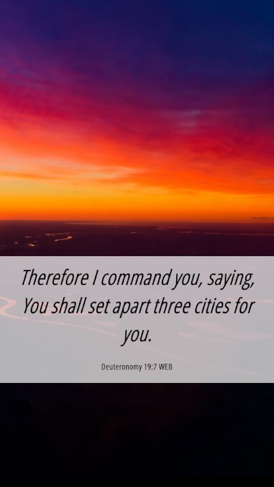 Picture 06 - Deuteronomy 19:7 WEB Mobile Phone Wallpaper - Therefore I command you, saying, You shall set - Mobile Bible Verse Wallpaper