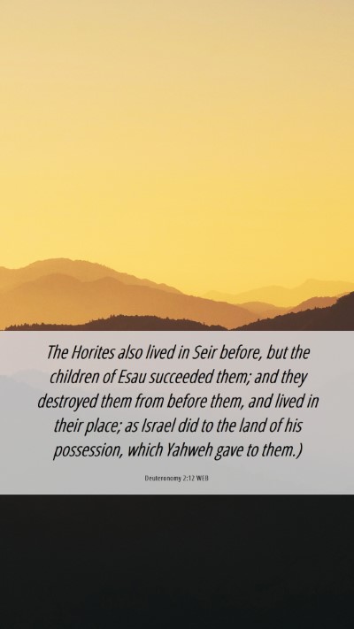 Picture 06 - Deuteronomy 2:12 WEB Mobile Phone Wallpaper - The Horites also lived in Seir before, but the - Mobile Bible Verse Wallpaper