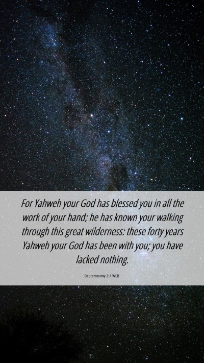 Picture 06 - Deuteronomy 2:7 WEB Mobile Phone Wallpaper - For Yahweh your God has blessed you in all the - Mobile Bible Verse Wallpaper