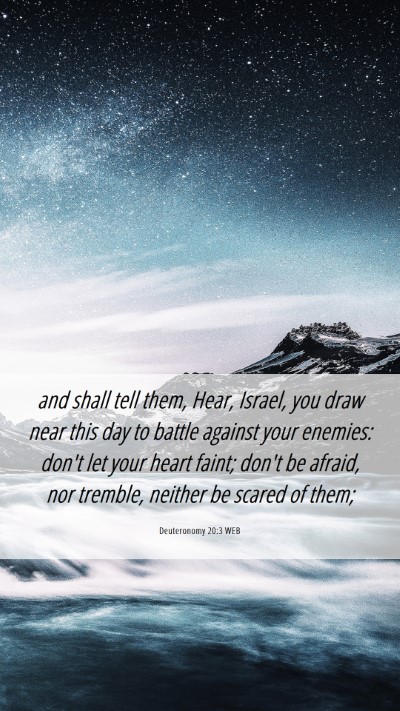 Picture 06 - Deuteronomy 20:3 WEB Mobile Phone Wallpaper - and shall tell them, Hear, Israel, you draw near - Mobile Bible Verse Wallpaper