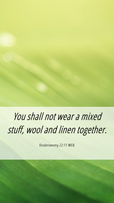 Picture 06 - Deuteronomy 22:11 WEB Mobile Phone Wallpaper - You shall not wear a mixed stuff, wool and linen - Mobile Bible Verse Wallpaper