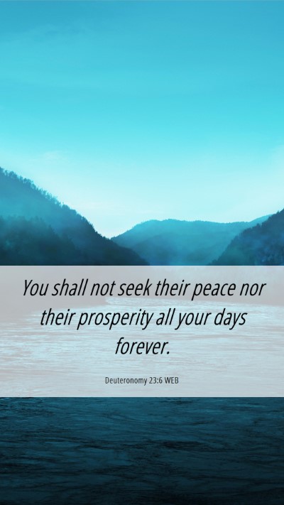 Picture 06 - Deuteronomy 23:6 WEB Mobile Phone Wallpaper - You shall not seek their peace nor their - Mobile Bible Verse Wallpaper