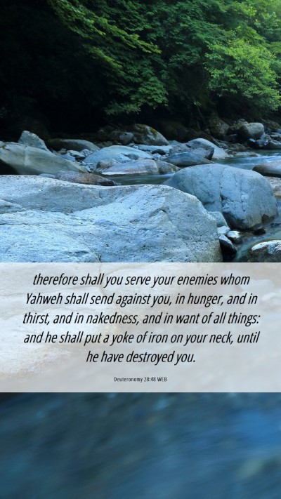 Picture 06 - Deuteronomy 28:48 WEB Mobile Phone Wallpaper - therefore shall you serve your enemies whom - Mobile Bible Verse Wallpaper