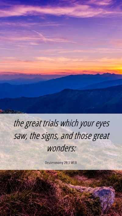 Picture 06 - Deuteronomy 29:3 WEB Mobile Phone Wallpaper - the great trials which your eyes saw, the signs, - Mobile Bible Verse Wallpaper