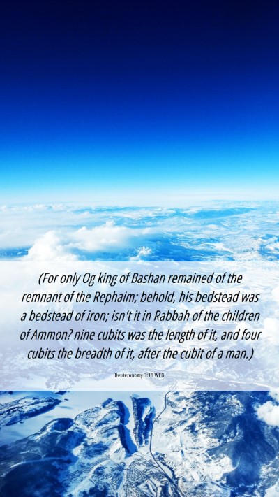 Picture 06 - Deuteronomy 3:11 WEB Mobile Phone Wallpaper - (For only Og king of Bashan remained of the - Mobile Bible Verse Wallpaper