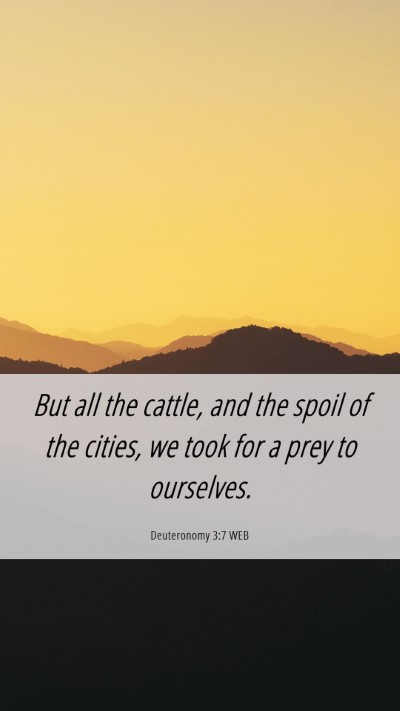 Picture 06 - Deuteronomy 3:7 WEB Mobile Phone Wallpaper - But all the cattle, and the spoil of the cities, - Mobile Bible Verse Wallpaper