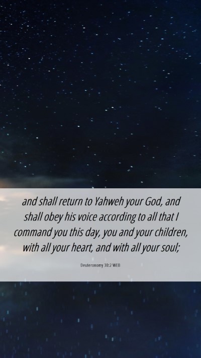 Picture 06 - Deuteronomy 30:2 WEB Mobile Phone Wallpaper - and shall return to Yahweh your God, and shall - Mobile Bible Verse Wallpaper
