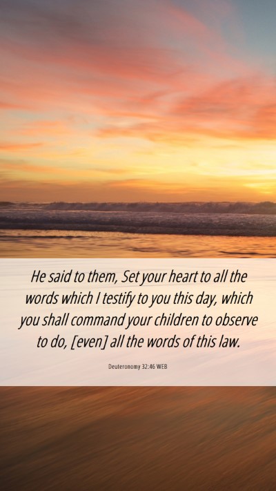 Picture 06 - Deuteronomy 32:46 WEB Mobile Phone Wallpaper - He said to them, Set your heart to all the words - Mobile Bible Verse Wallpaper