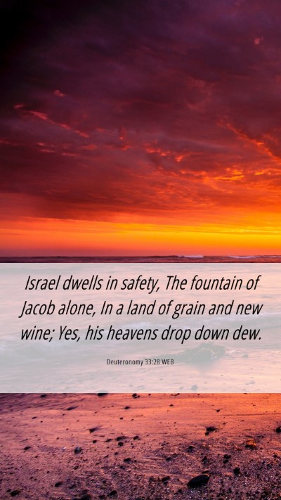 Picture 06 - Deuteronomy 33:28 WEB Mobile Phone Wallpaper - Israel dwells in safety, The fountain of Jacob - Mobile Bible Verse Wallpaper