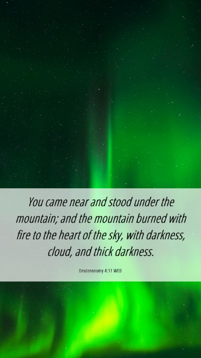 Picture 06 - Deuteronomy 4:11 WEB Mobile Phone Wallpaper - You came near and stood under the mountain; and - Mobile Bible Verse Wallpaper