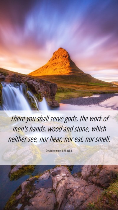 Picture 06 - Deuteronomy 4:28 WEB Mobile Phone Wallpaper - There you shall serve gods, the work of men's - Mobile Bible Verse Wallpaper