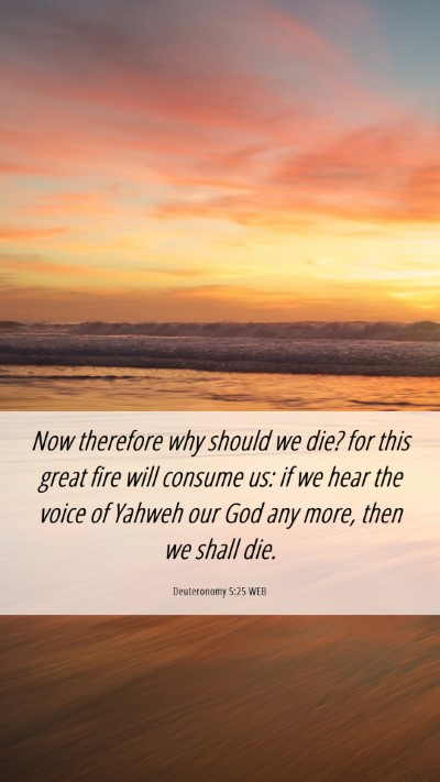 Picture 06 - Deuteronomy 5:25 WEB Mobile Phone Wallpaper - Now therefore why should we die? for this great - Mobile Bible Verse Wallpaper