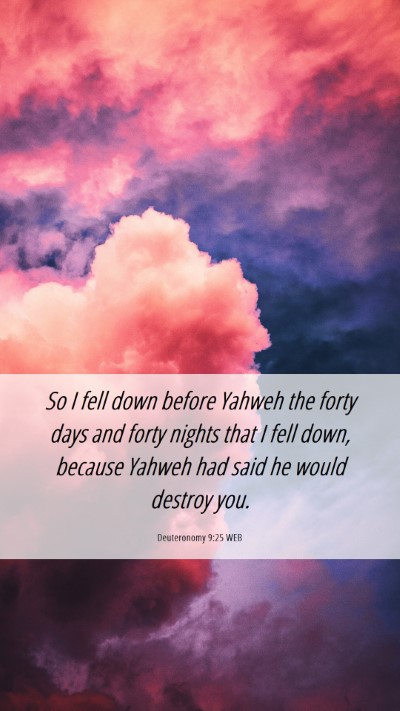 Picture 06 - Deuteronomy 9:25 WEB Mobile Phone Wallpaper - So I fell down before Yahweh the forty days and - Mobile Bible Verse Wallpaper