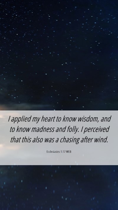 Picture 06 - Ecclesiastes 1:17 WEB Mobile Phone Wallpaper - I applied my heart to know wisdom, and to know - Mobile Bible Verse Wallpaper