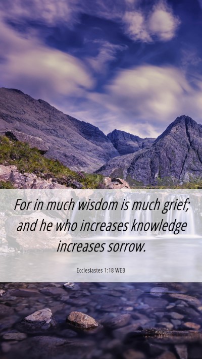 Picture 06 - Ecclesiastes 1:18 WEB Mobile Phone Wallpaper - For in much wisdom is much grief; and he who - Mobile Bible Verse Wallpaper