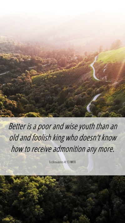 Picture 06 - Ecclesiastes 4:13 WEB Mobile Phone Wallpaper - Better is a poor and wise youth than an old and - Mobile Bible Verse Wallpaper