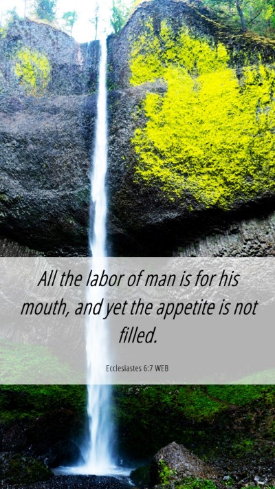 Picture 06 - Ecclesiastes 6:7 WEB Mobile Phone Wallpaper - All the labor of man is for his mouth, and yet - Mobile Bible Verse Wallpaper