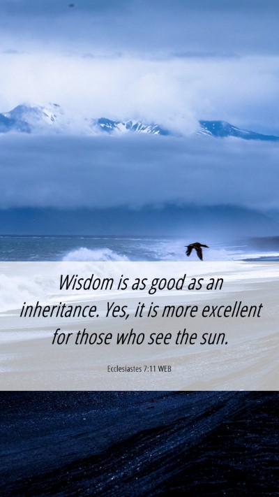 Picture 06 - Ecclesiastes 7:11 WEB Mobile Phone Wallpaper - Wisdom is as good as an inheritance. Yes, it is - Mobile Bible Verse Wallpaper
