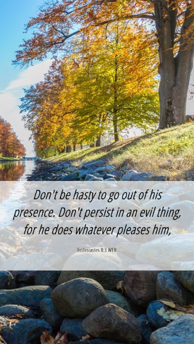 Picture 06 - Ecclesiastes 8:3 WEB Mobile Phone Wallpaper - Don't be hasty to go out of his presence. Don't - Mobile Bible Verse Wallpaper