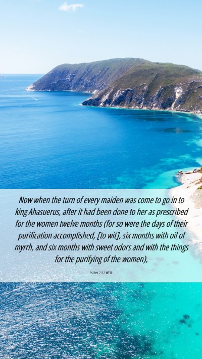 Picture 06 - Esther 2:12 WEB Mobile Phone Wallpaper - Now when the turn of every maiden was come to go - Mobile Bible Verse Wallpaper