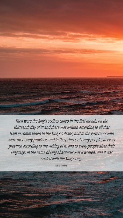 Picture 06 - Esther 3:12 WEB Mobile Phone Wallpaper - Then were the king's scribes called in the first - Mobile Bible Verse Wallpaper