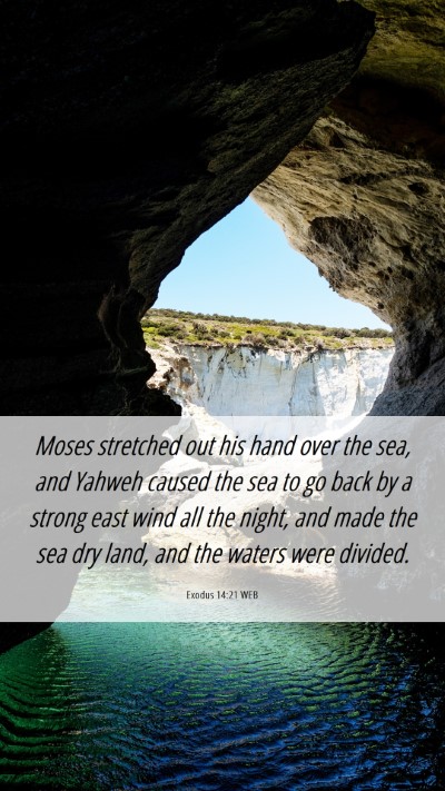 Picture 06 - Exodus 14:21 WEB Mobile Phone Wallpaper - Moses stretched out his hand over the sea, and - Mobile Bible Verse Wallpaper