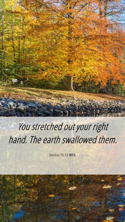 Picture 06 - Exodus 15:12 WEB Mobile Phone Wallpaper - You stretched out your right hand. The earth - Mobile Bible Verse Wallpaper