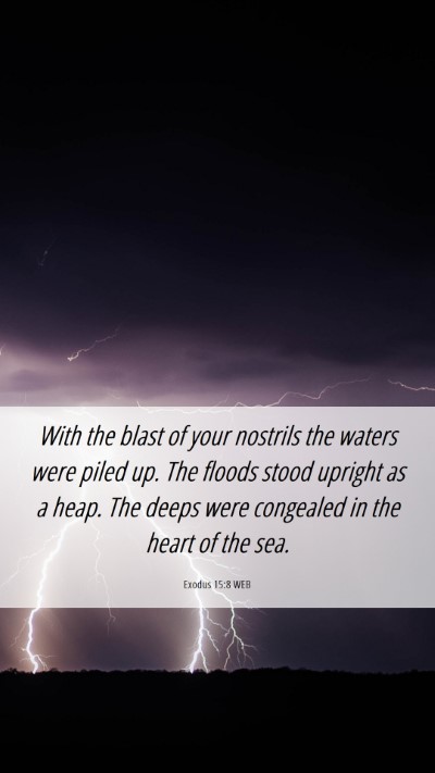 Picture 06 - Exodus 15:8 WEB Mobile Phone Wallpaper - With the blast of your nostrils the waters were - Mobile Bible Verse Wallpaper