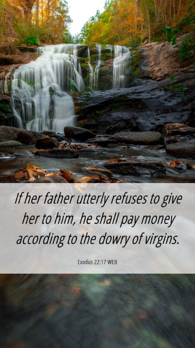 Picture 06 - Exodus 22:17 WEB Mobile Phone Wallpaper - If her father utterly refuses to give her to him, - Mobile Bible Verse Wallpaper