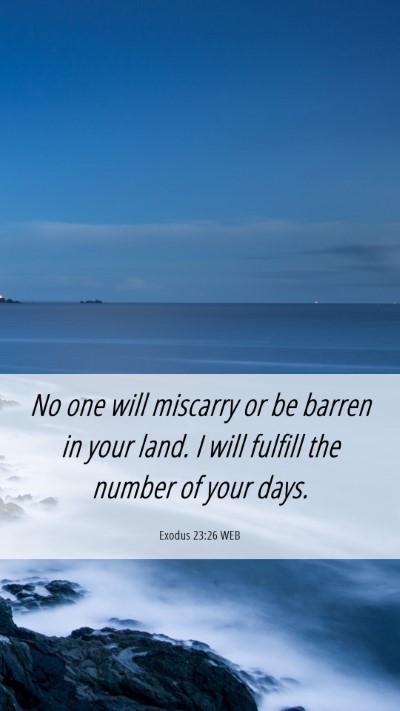 Picture 06 - Exodus 23:26 WEB Mobile Phone Wallpaper - No one will miscarry or be barren in your land. I - Mobile Bible Verse Wallpaper